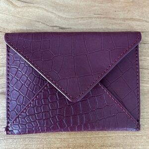 Rachel Miriam Leather Croc Embossed Card Case Purse